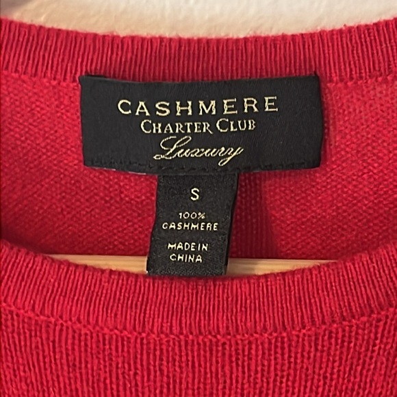 Charter Club Luxury 100% Cashmere Red Crew Neck Classic Sweater Sz S - Picture 3 of 6